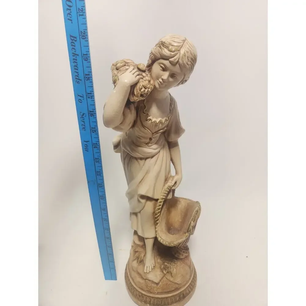 Vintage Made in Italy Girl Figurine Basket Fruit Statue 20